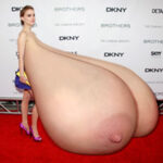 Na.Po. dragging her massive heavy tits on the red carpet