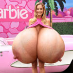 Ma.Ro. as Barbie exposing her massive silicone tits