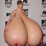 T.S. brings her giant naked tits to the show