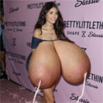 Ma.Be. huge tits licking milk on the floor
