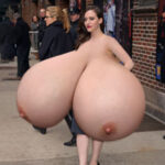 Ka.De. flopping her huge balloon tits out in public
