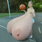 Big ass influencer Li.Ca. playing ball with her massive tits out