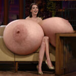 An.Ha. goes naked on TV exposing her huge tits out