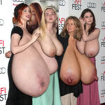 Ch.He., El.Fa., Sa.Po., and Al.En. flopping their huge tits out at fest