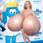 Ka.Pe. showed up naked exposing her huge silicone tits at the Smurfs premiere