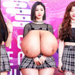 Thick Korean singer Itzy Ryujin exposing her big tits out on stage