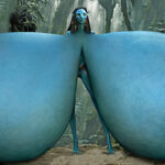 Zo.Sa. as Neytiri in Avatar giant tits and giant belly