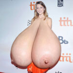 Me.Be. exposing her huge heavy tits out in public