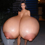 Ki.Ka. walking naked on the street exposing her giant meaty tits