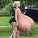 Ca.Ca. walking her giant naked tits out in public