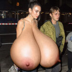 Dua.Li. flopping her huge tits out at night