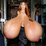 Me.Fo. flopping her huge meaty tits out in public