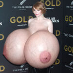 Br.Da.Ho. exposing her huge silicone tits out in public