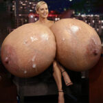 Ch.Th. exposing her giant silicone tits on TV