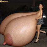 Ma.Be. walking her naked giant tits out in public