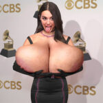 Ol.Ro. flopping her big tits out in public