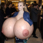 Na.Do. exposing her huge silicone tits in public