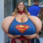 Super Girl massive tits in a skimpy outfit