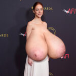 Em.St. flopping her huge naked tits out in public