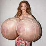 Na.Do. got her massive silicone tits covered in cum