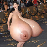 Kr.Ri. naked in heels flopping her humongous tits in public