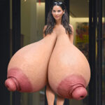 Ol.Mu. flopping her outrageous milky tits out o the streets