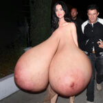 Ka.Pe. bouncing her naked giant tits out at night