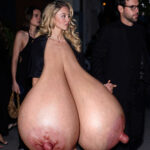 Sy.Sw. flopping her giant heavy tits out in public