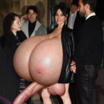 Au.Pl. exposing her huge heavy tits and futa cock in public