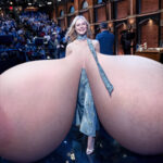 El.Fa. brings her giant naked tits to a night TV show