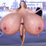 Penny L. exposing her giant tits on the runway